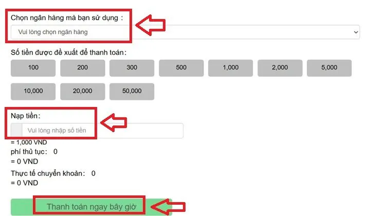 Hướng dẫn nạp tiền 99OK