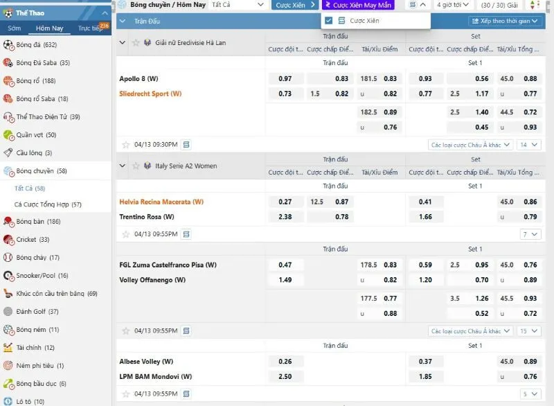 Cách tính điểm trong môn thể thao Bóng chuyền 99OK