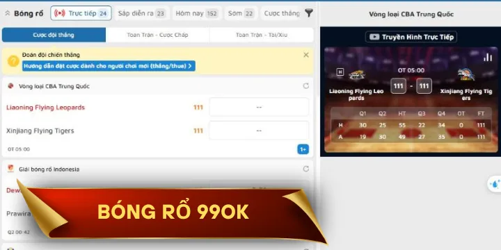 Bóng rổ 99OK - Trải nghiệm đỉnh cao, kèo hấp dẫn mỗi ngày