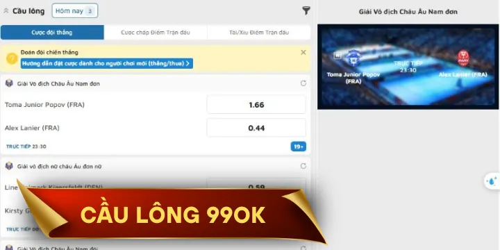 Cầu lông 99OK - Điểm đến hàng đầu cho cá cược cầu lông uy tín