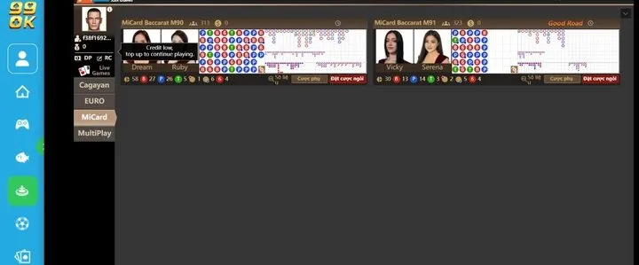 Các bước tham gia một ván cược Micard Baccarat 99OK